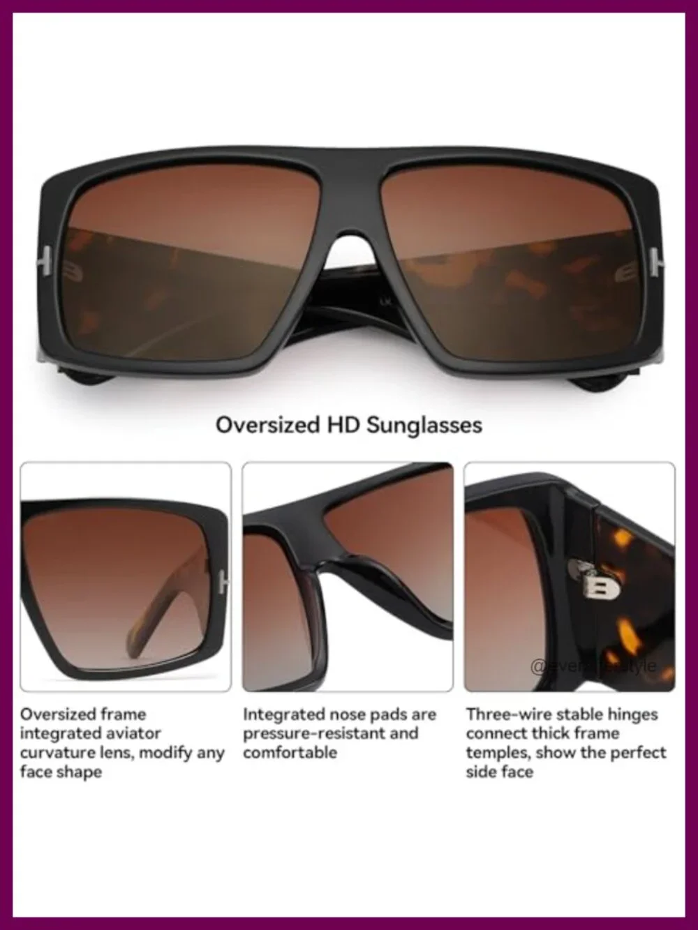 Oversized Square Sunglasses Women Trendy Retro Large Frame UV Protection